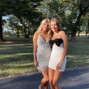 SILVER FRINGE HOMECOMING DRESS- PRIMAVERA COUTURE